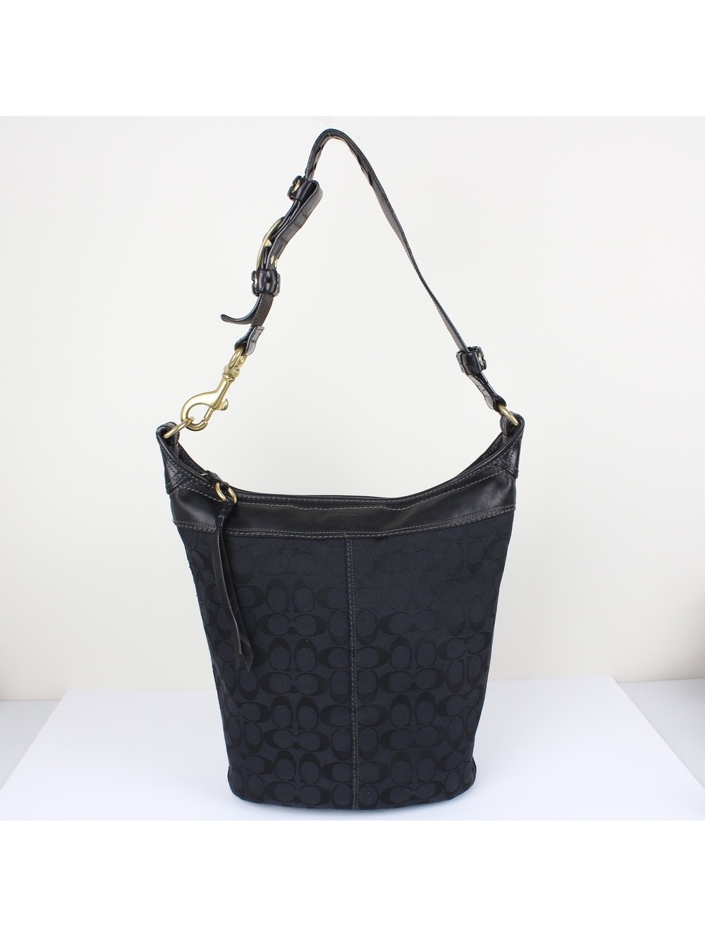 Vintage Coach Bleecker Monogram Slouchy Duffle Bag Black Jacquard Canvas Y2K